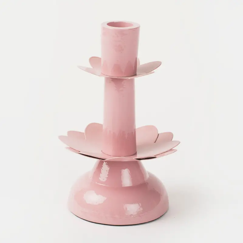 Mela Artisans Lotus Bloom Tapered Pink Candle Holders – Set Of 2 1