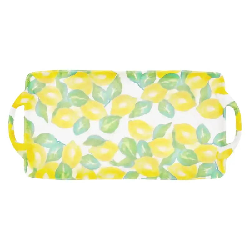 Melamine Serving Tray With Handles – Lemon Verbena Design (18" × 8.75") 1