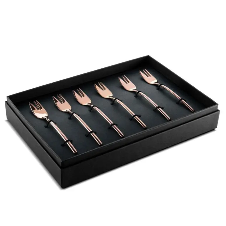 Mepra Due Rose Gold 6-Piece Cake Fork Set – Minimalist Flatware 1