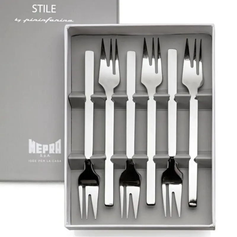 Mepra Stile By Pininfarina Polished Silver 6-Pc Cake Fork Set 1