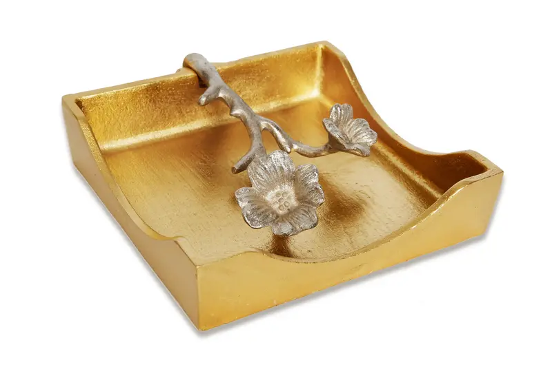 Metal Square Napkin Holder In Warm Gold Finish – Classic Touch 1