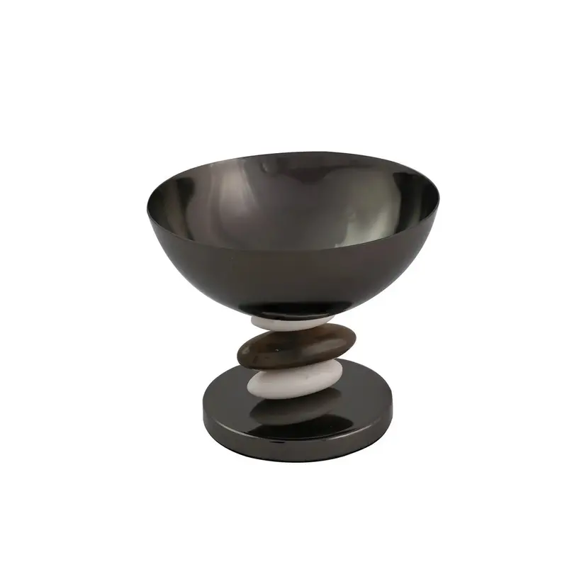 Midnight Pebble Footed Nut Bowl – Textured Ceramic Snack Serving Dish 1