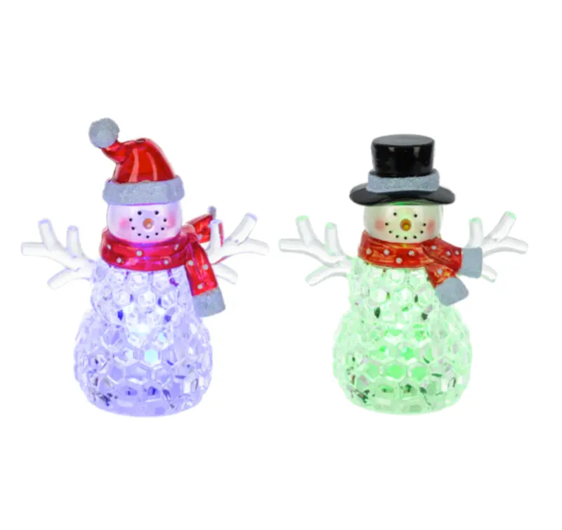 Mini Led Crystal Snowman Ornament – Light-Up Festive Figure In Assorted Colors, Sold Separately 1