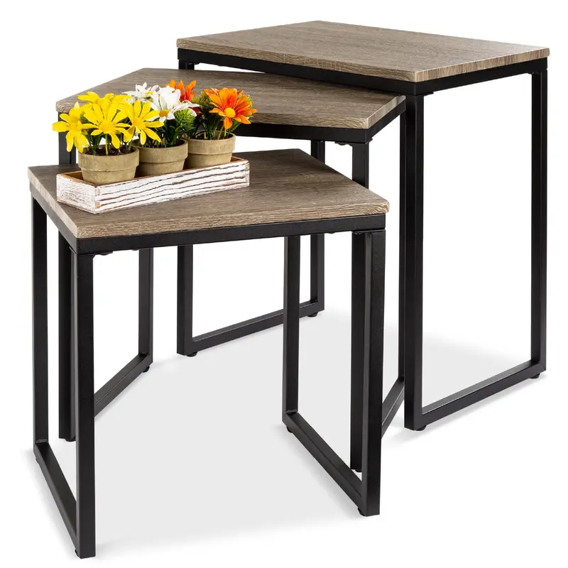 Modern 3-Piece Nesting Coffee Table Set – Stackable Design 1