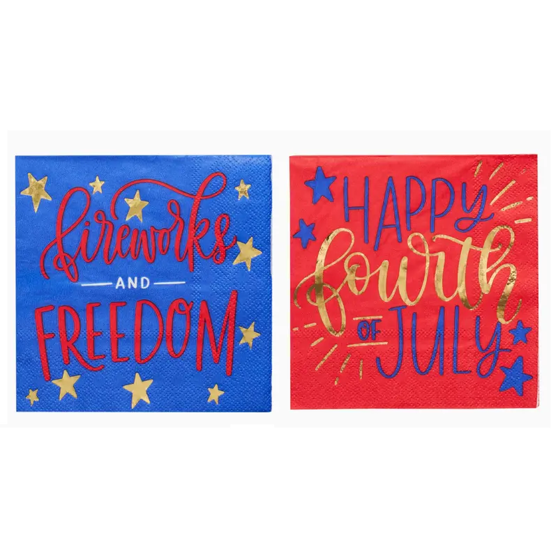 Modern Patriotic Beverage Napkins – 20-Piece Disposable Set 1