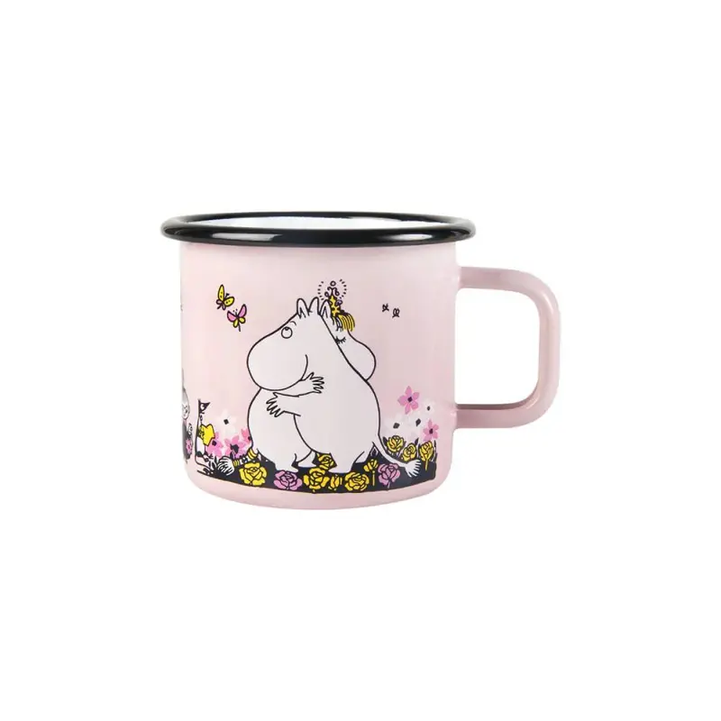 Moomin Enamel Mug Featuring Hug Design In Soft Pink 1