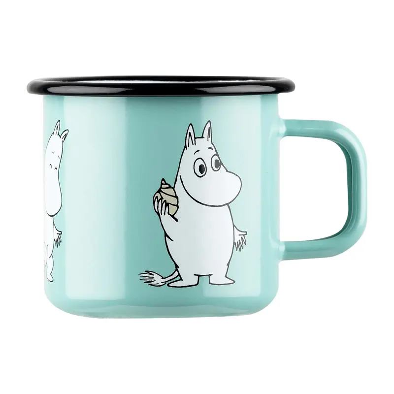 Moomin Retro Enamel Mug In Mint Green 1