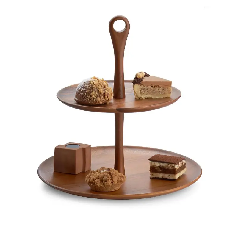 Nambé Skye Wood Tiered Dessert Stand – 3-Tier Acacia Design 1