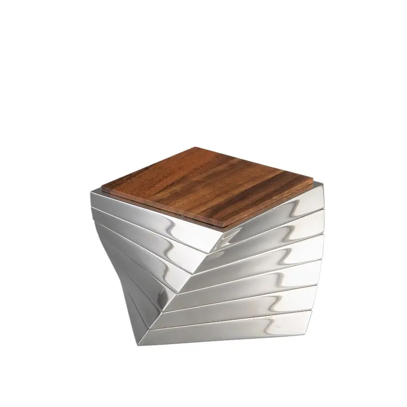 Nambe Twist Coaster Set – Six-Piece Bar Accessory 1