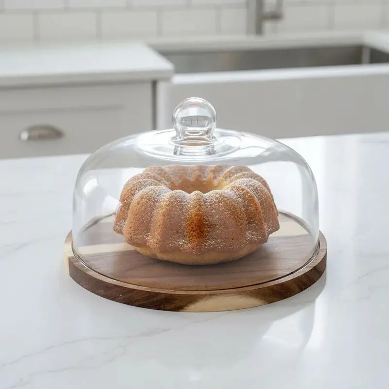 Natural Wood Cake Dome – Protective Dessert Cover 1