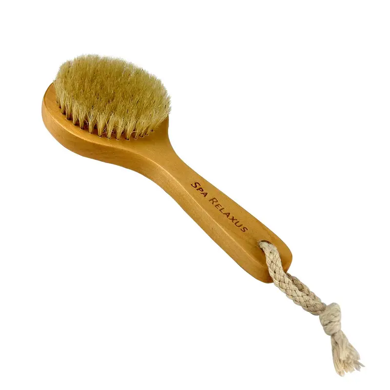 Natural Wood-Handled Soft-Bristle Body Brush For Bathing 1