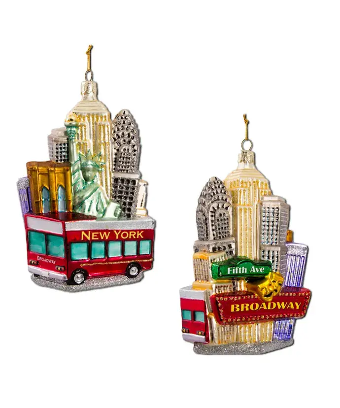 New York City Skyline Glass Christmas Ornament – Unique Cityscape Design, Sold Separately 1