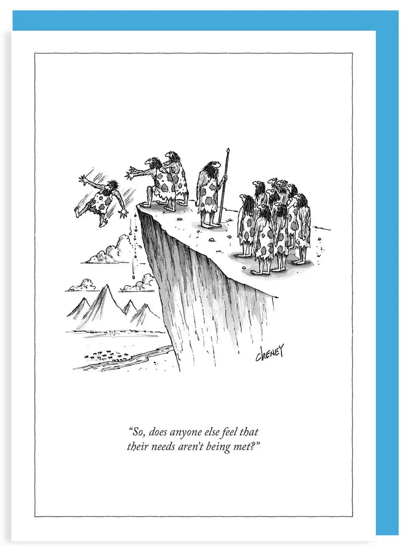 New Yorker Ironic Note Card: 'Unmet Needs' 1