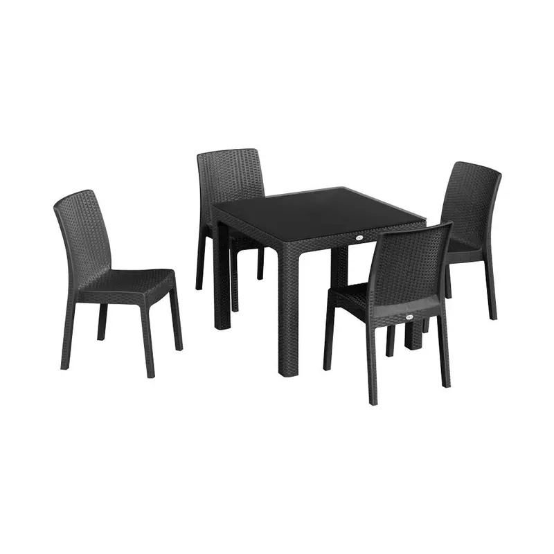Noble Anthracite Square Rattan Garden Furniture Set – 90X90Cm 1
