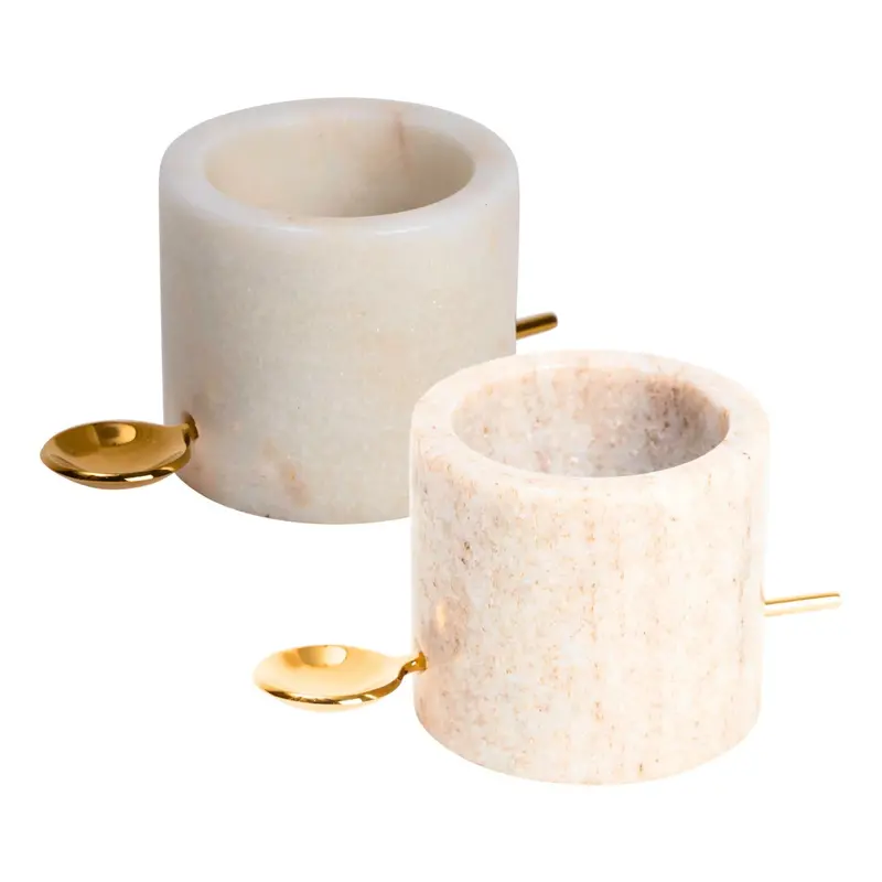 Pacha Marble Salt And Pepper Cellar – Minimalist Two-Piece Seasoning Set 1