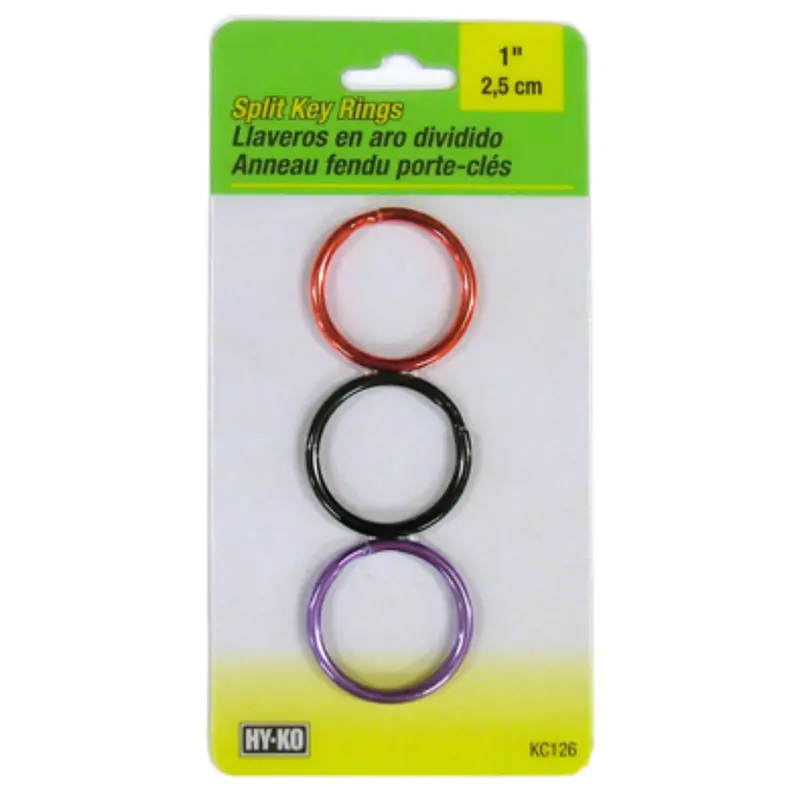 Pack Of 3 Colorful Split-Ring Keychains – Assorted Bright Hues 1