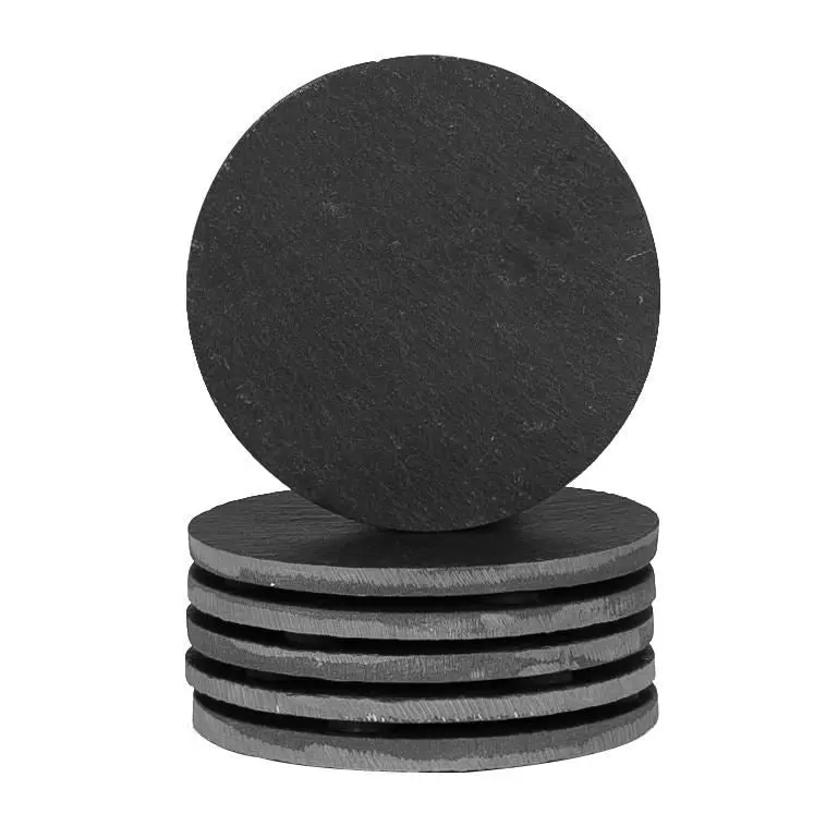 Pack Of Six Round Linea Slate Coasters 1