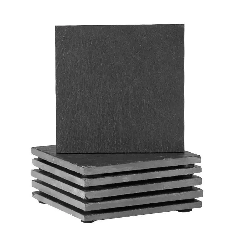 Pack Of Six Square Linea Slate Coasters 1