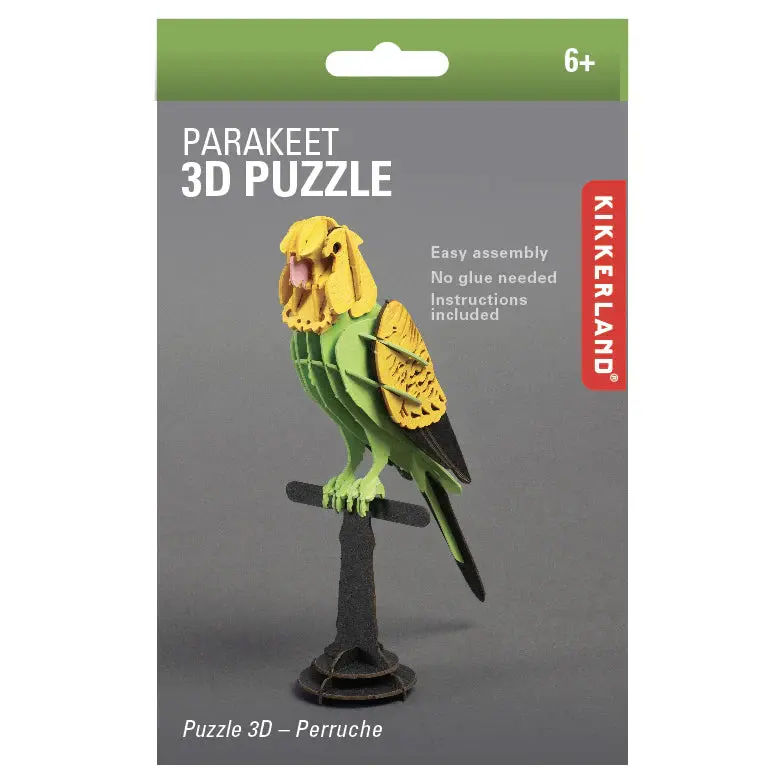 Parakeet 3D Wooden Puzzle – Kikkerland Assembly Kit 1