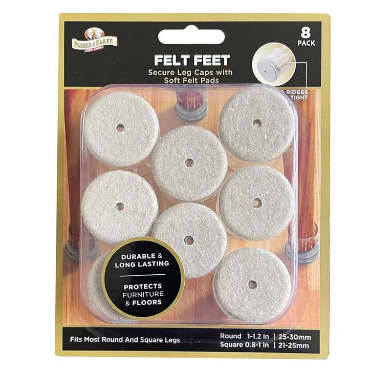 Parker & Bailey Felt-Foot Furniture Protectors – Soft Leg Caps, 8-Piece Set 1