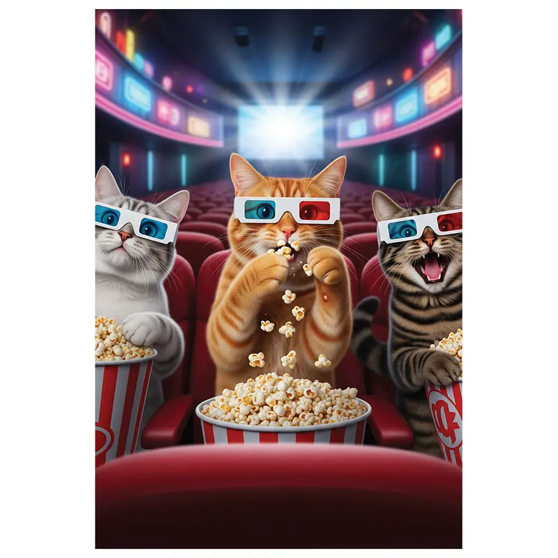 Party Partners 3D Lenticular Birthday Card – Playful Cat Illustration 1