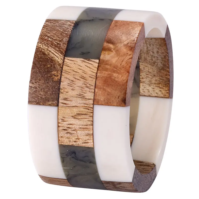 Patched Wood Grain Napkin Rings (Set Of 4) By Bodrum Linens 1