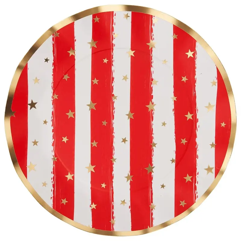 Patriotic Confetti Wavy Disposable Dinner Plates – 8-Piece Set 1