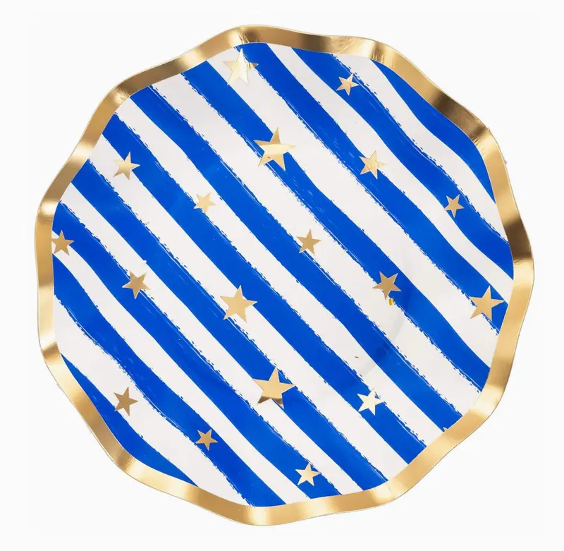 Patriotic Confetti Wavy Salad & Dessert Plates – Set Of 8 1