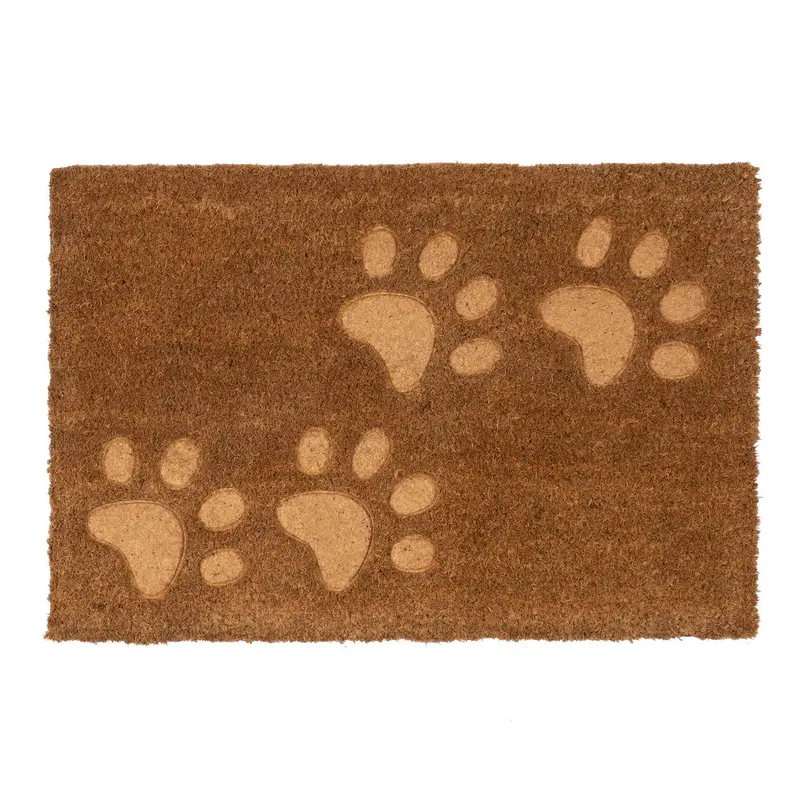 Paw Print Coir Doormat – 60Cm X 40Cm Textured Brown Entry Mat 1