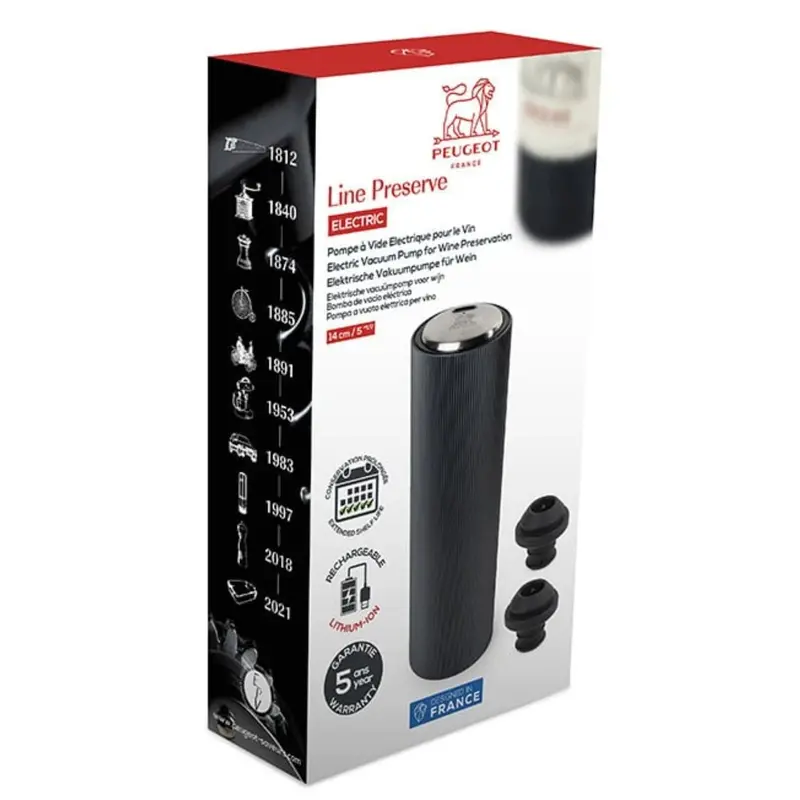 Peugeot Line Preserve Electric Wine Saver – Auto Vacuum Pump With One-Touch Sealing 1