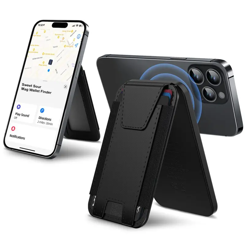 Phunkee Tree Magnetic Leather Wallet With Built-In Tracker – Sleek Black Design 1