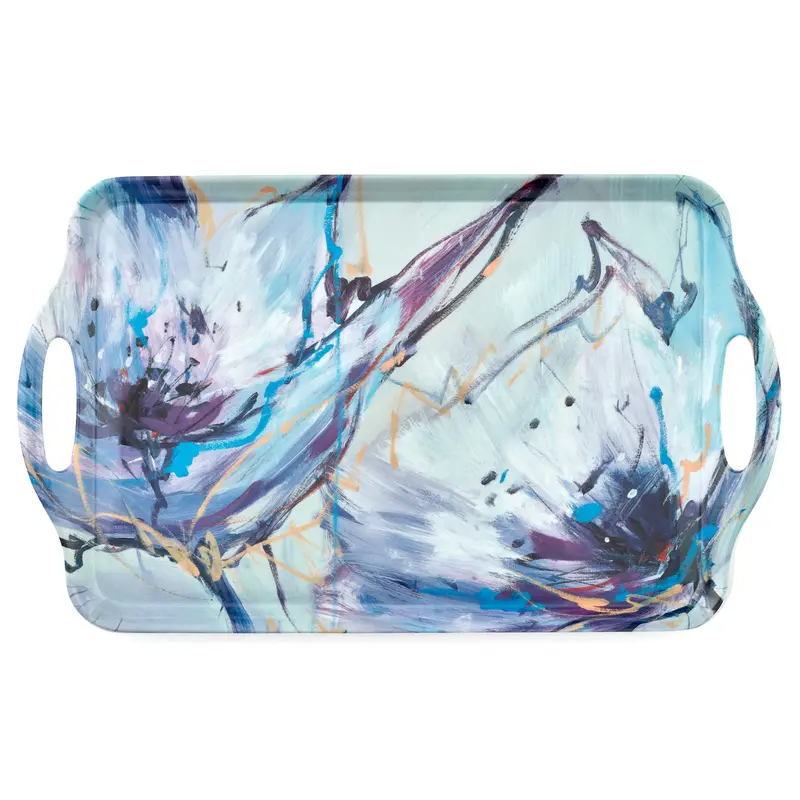 Pimpernel Blooms In Lilac Large Tray – 19.25" X 11.5" With Ergonomic Handles 1