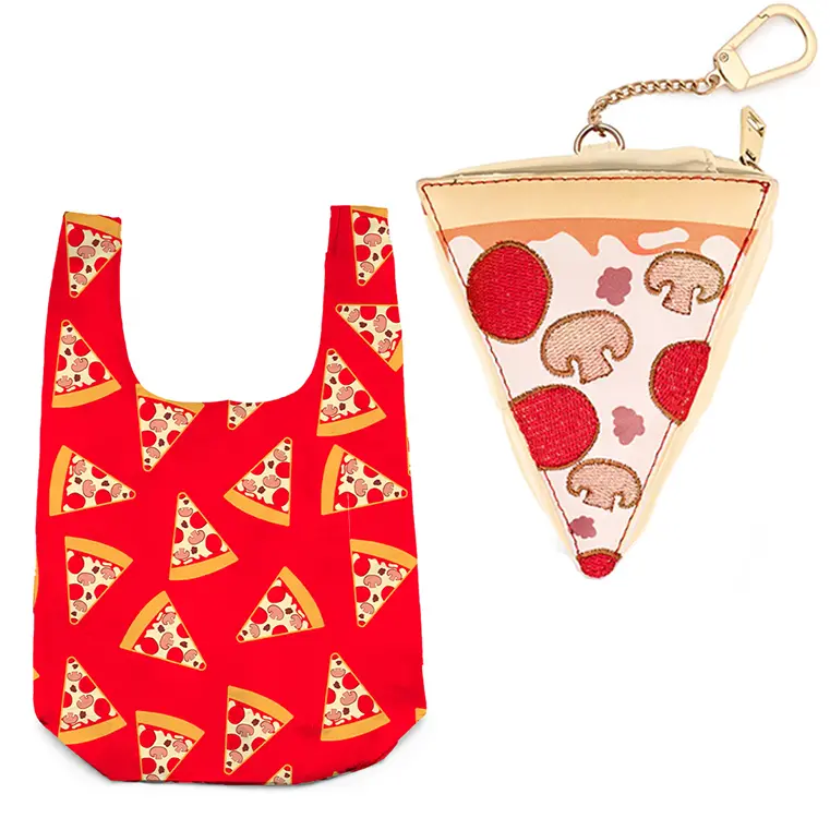 Pizza-Print Bag Charm With Built-In Shopper Bag – Living Royal Convertible Accessory 1