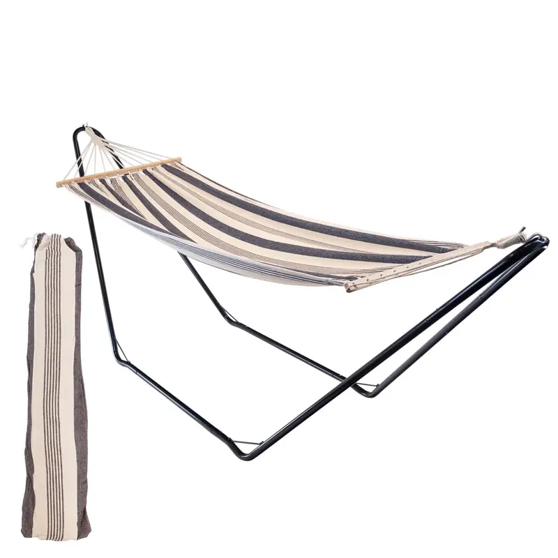 Premium Cotton Garden Hammock With Powder-Coated Steel Stand 1