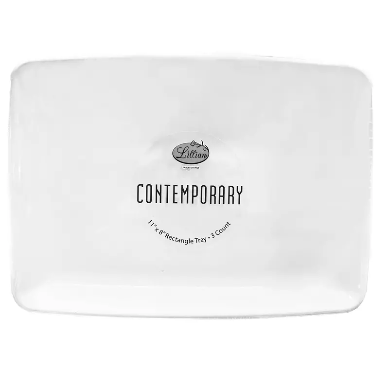 Premium Disposable White Plastic Serving Trays – 11 X 8 Inches, Set Of 3 1