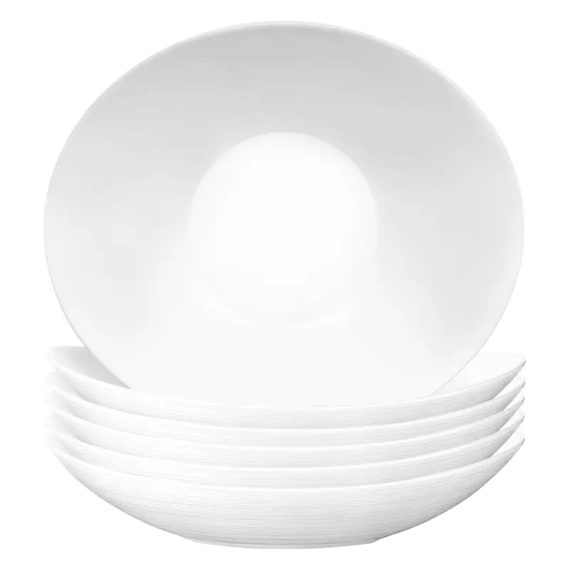 Prometeo Oval Glass Soup Plates – 23Cm, White, 6-Pack 1