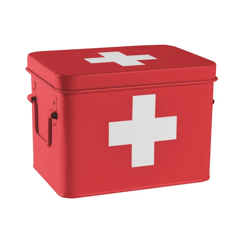 Red Retro-Style Vintage First Aid Tin 1