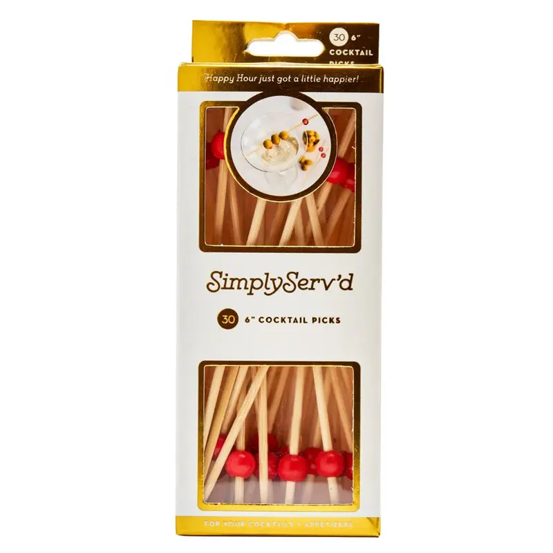 Red Wooden Party Picks – 30-Pack Of 6-Inch Elegant Skewers 1