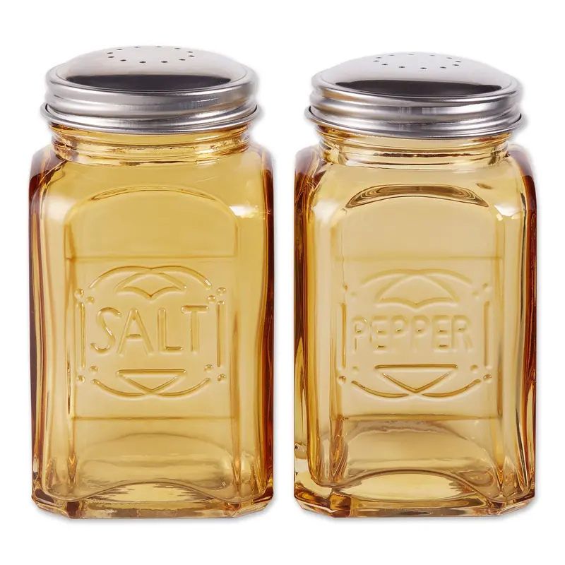 Retro-Style Glass Salt & Pepper Set – Amber Hue 1