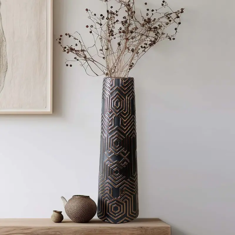 Rialto Black Contemporary Cylinder Vase – Blu, Sabavi Home 1