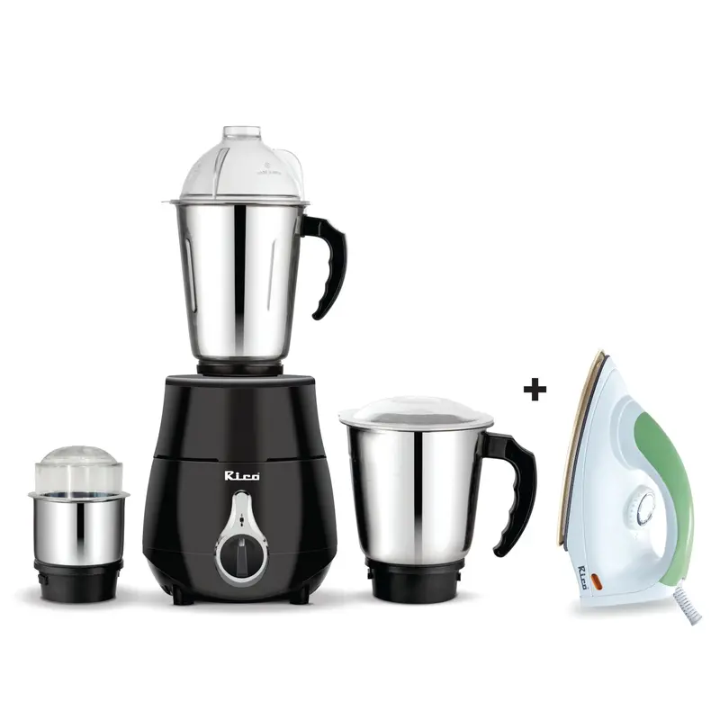 Rico Mg2308 750W Mixer Grinder Paired With Ai08 1000W Dry Iron (White) 1
