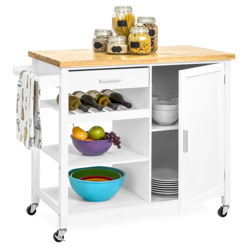 Rolling Kitchen Island Cart With Storage And Work Surface 1