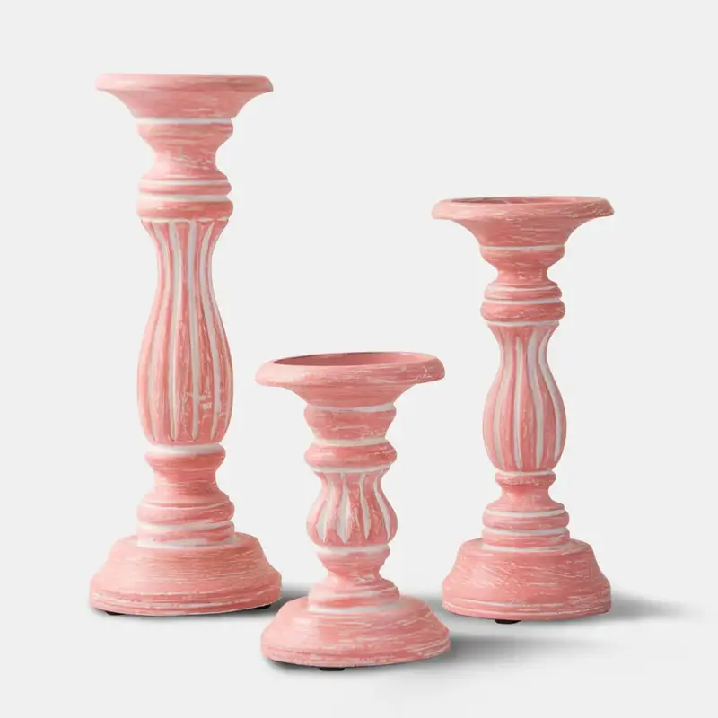 Rose Reverie Pillar Candle Holders – Set Of 3 By Mela Artisans 1