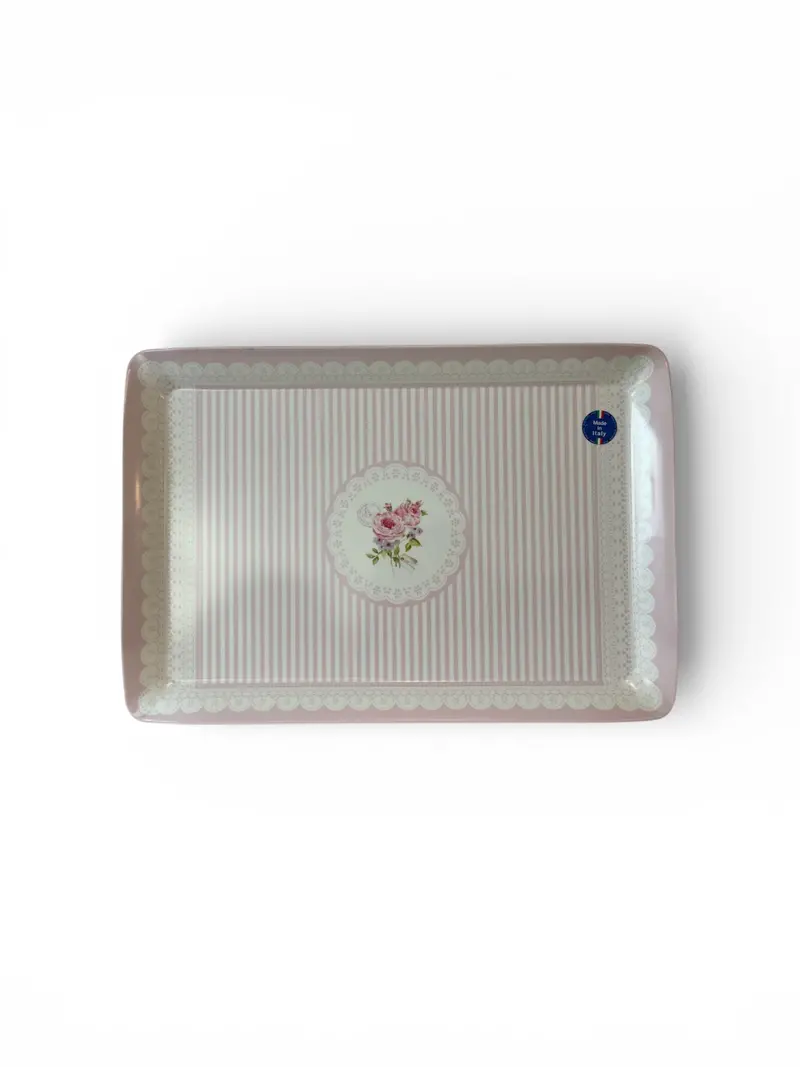 Roses-Design Melamine Serving Tray – 18 X 12 Inch, Made In Italy 1