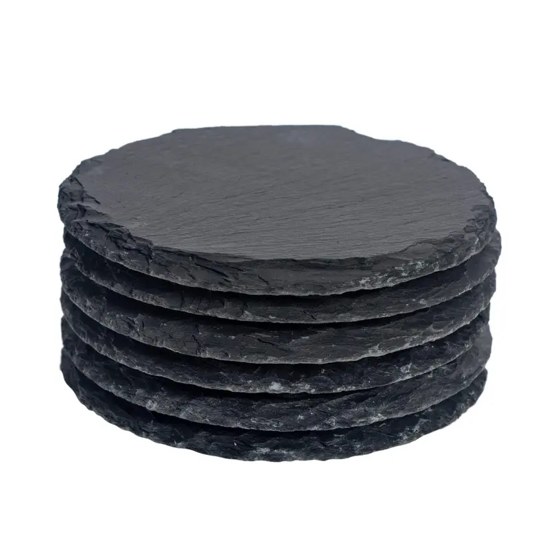 Round Slate Coasters – Natural Stone, Pack Of 6 1