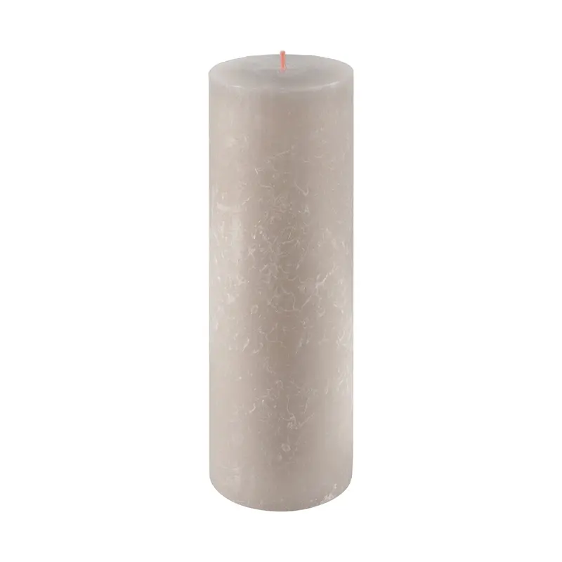 Sandy Grey Rustic-Style Pillar Candle – 19 Cm Height 1