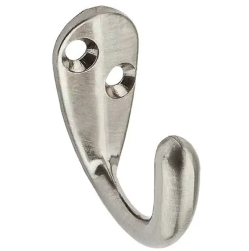 Satin Nickel Die-Cast Zinc Hooks – Dual-Hook Wall Mount Set 1