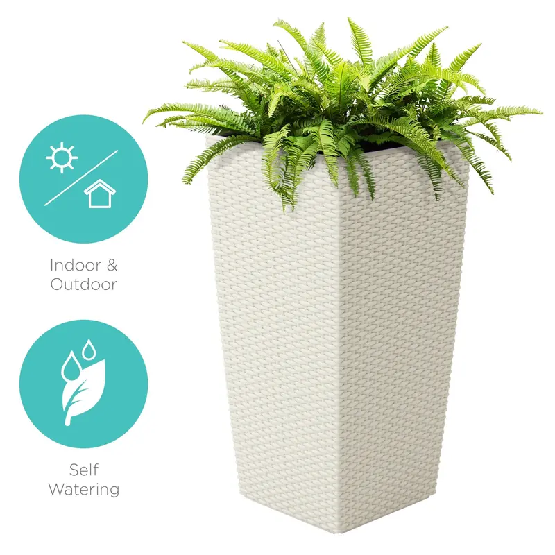 Self-Watering Planter With Mobility Wheels, Water-Level Indicator, And Dual Drainage 1