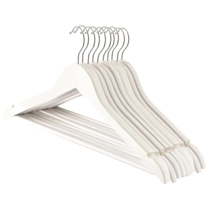 Set Of 10 Minimalist White Wooden Coat Hangers 1