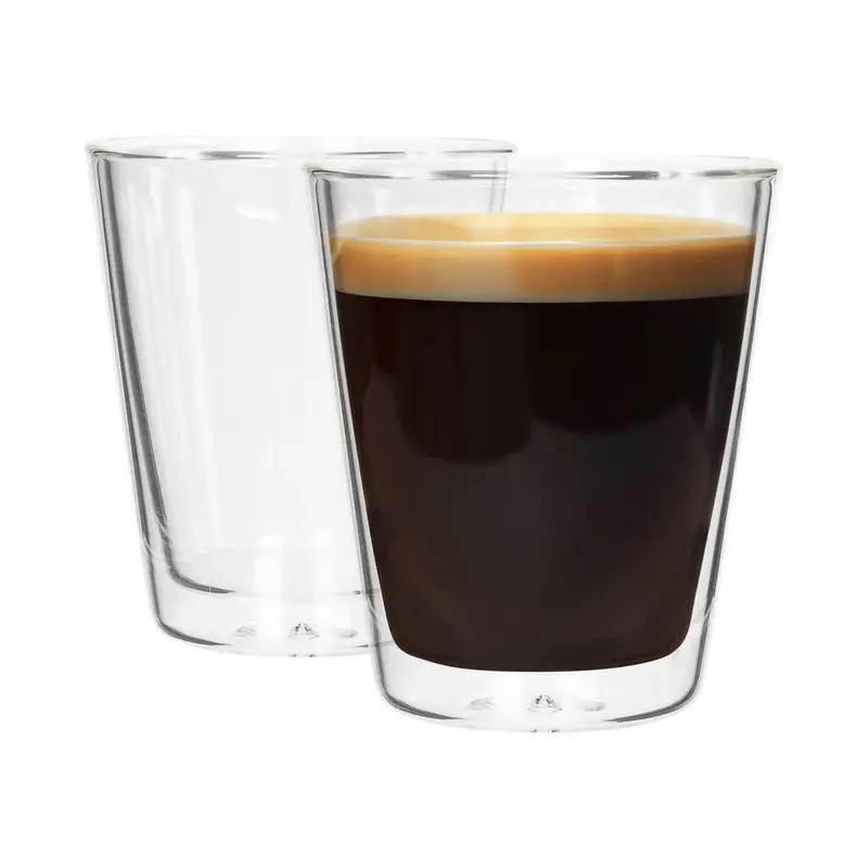 Set Of 2 Double-Walled 200Ml Glass Tumblers – Clear & Modern 1